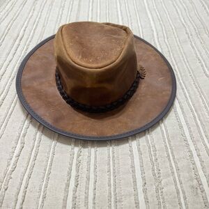 Outback by Freedom Hats Leather Flat Brim Hat